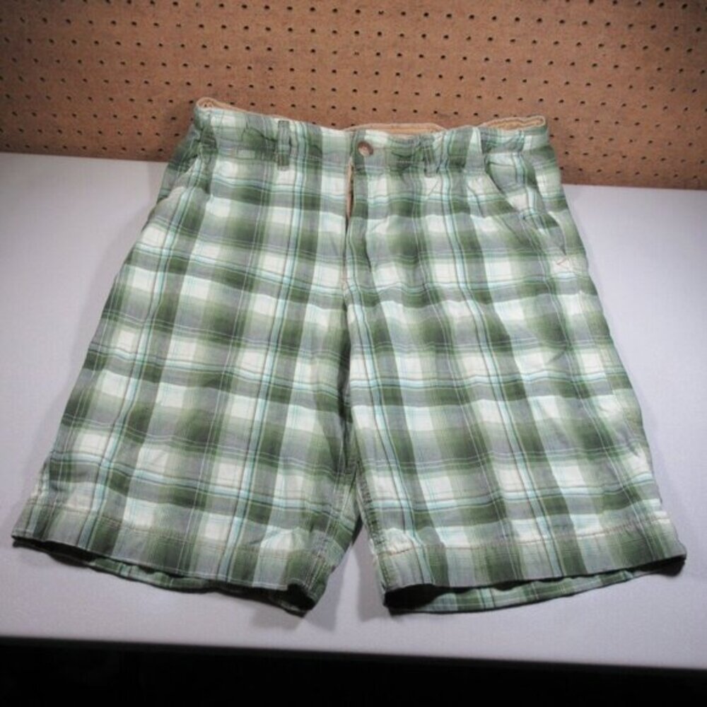 NOBO mens green white blue plaid chino shorts 38 EUC